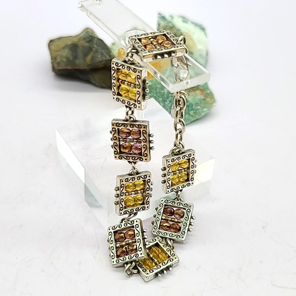 Brighton "BEDAZZLED" Bronze Swarovski Crystal Beads & Heart Charm Link Bracelet! - Picture 6 of 9